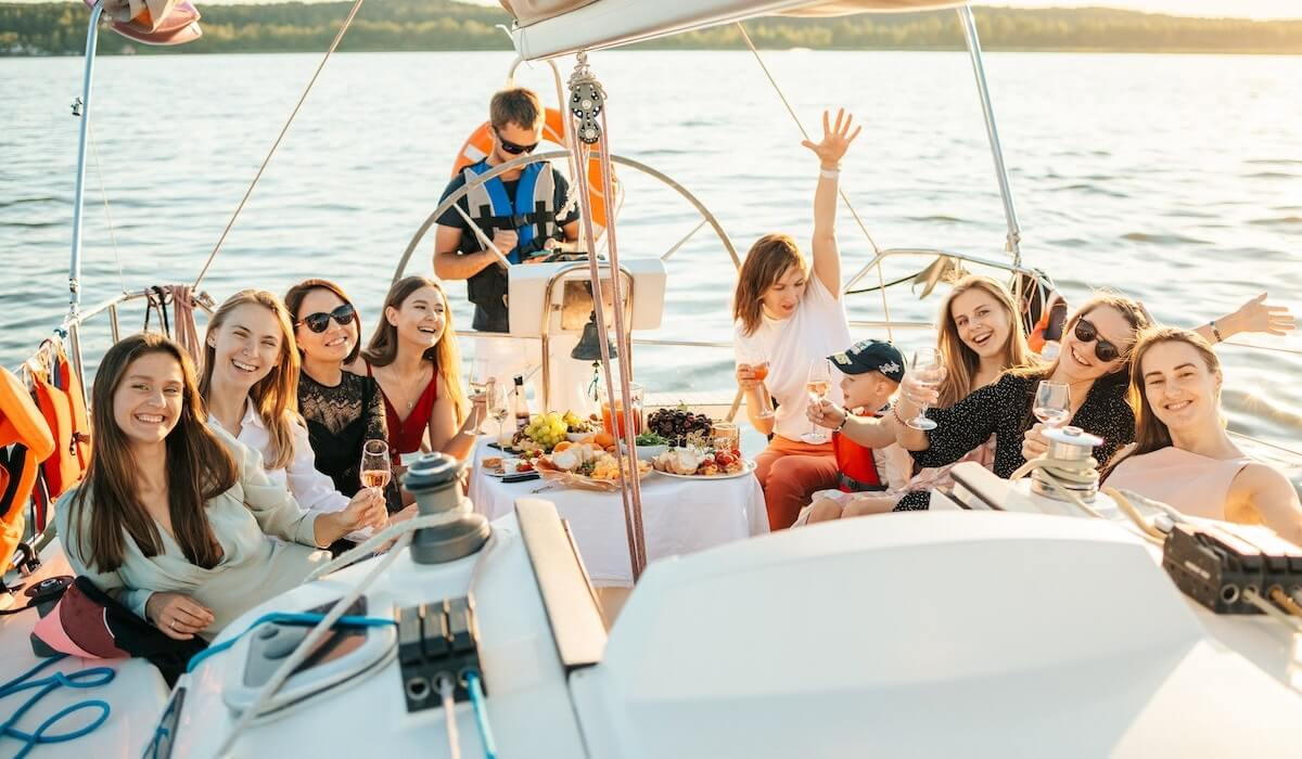 family gettogether on a yacht rental in dubai